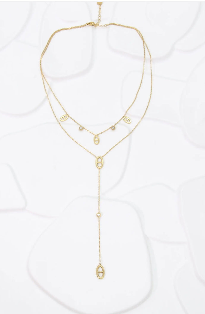 Collier double rang Y doré acier inoxydable | Lilou Bohème