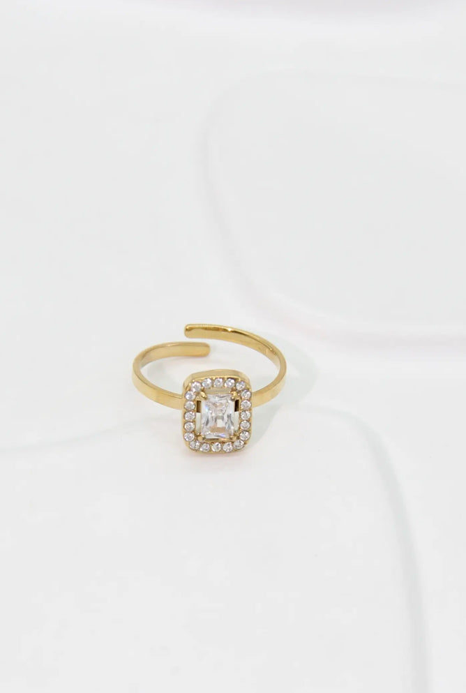 Bague de promesse dorée scintillante réglable acier inoxydable | Lilou Bohème