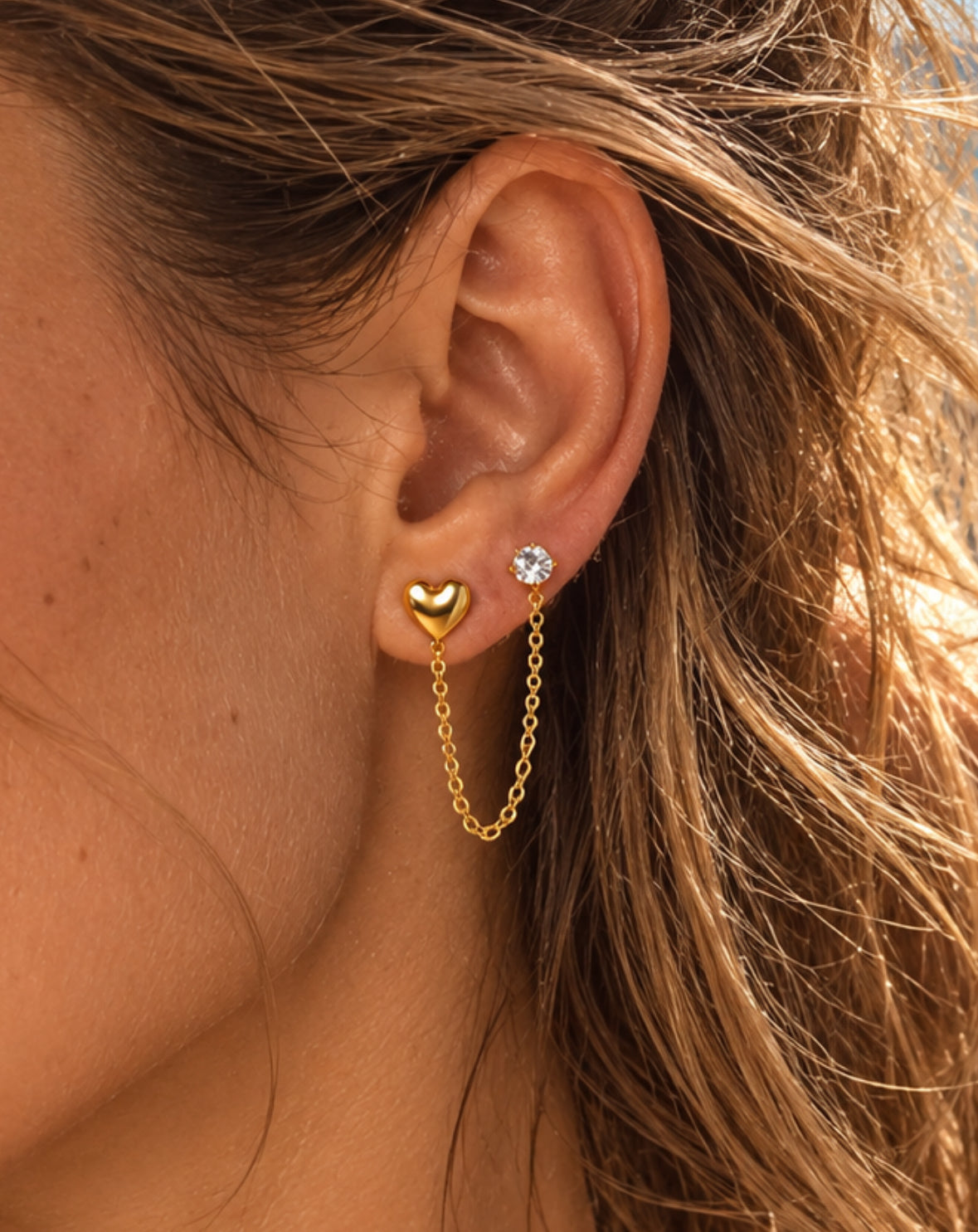 Mono Boucle Cœur Dorée Acier Inoxydable | Lilou Bohème