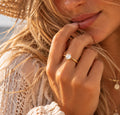 Bague de promesse solitaire dorée réglable acier inoxydable | Lilou Bohème