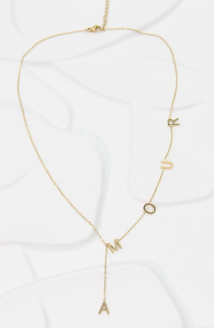 Collier AMOUR doré acier inoxydable femme | Lilou Bohème