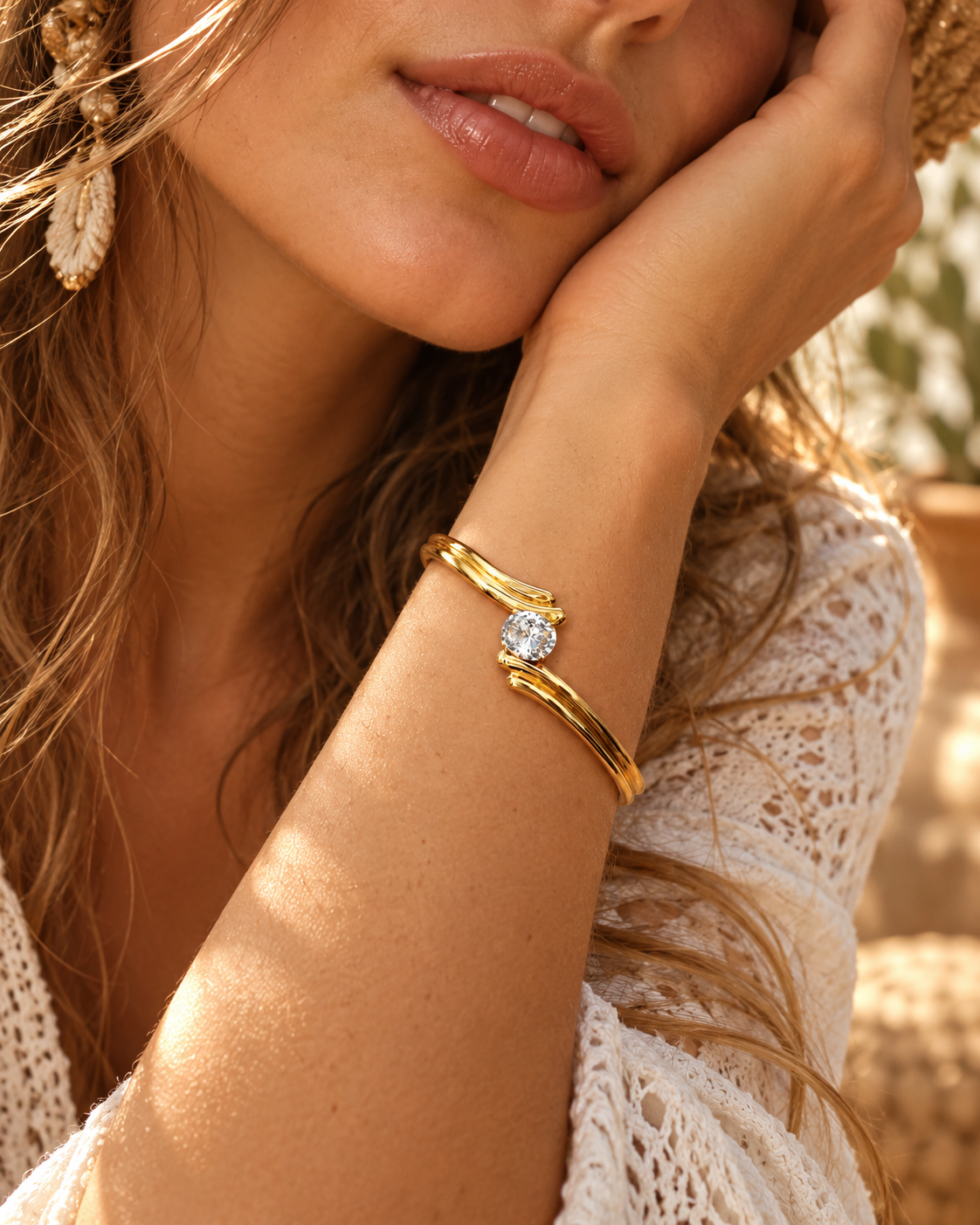 Bracelet Doré Pierre Brillante en Acier Inoxydable | Lilou Bohème
