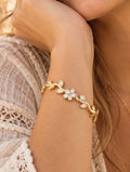 Bracelet jonc fleur doré acier inoxydable | Lilou Bohème