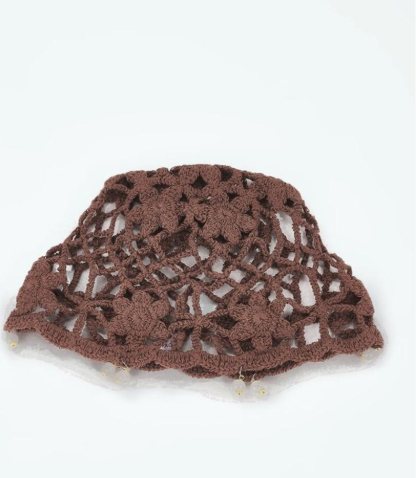 Bonnet Crochet Bohème Chocolat 100 % Coton