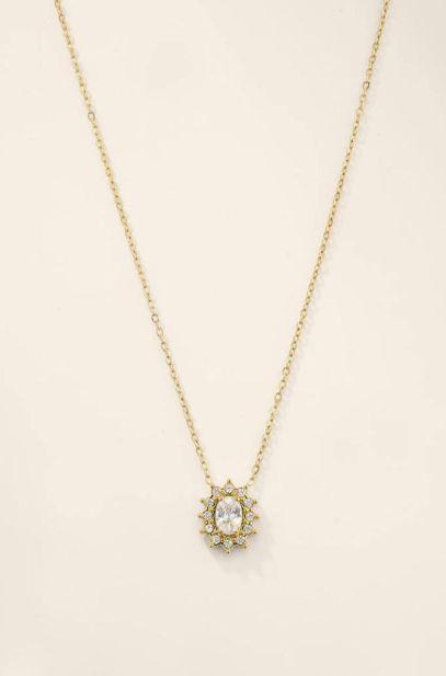 Collier Doré Pendentif Ovale Femme en Acier Inoxydable