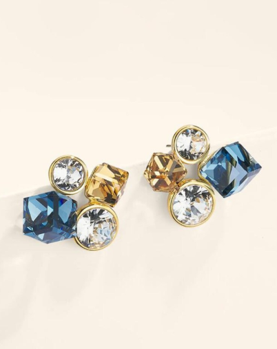 Boucles d’Oreilles Pierres Colorées en Acier Inoxydable