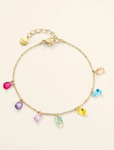 Bracelet Pierres Colorées Femme en Acier Inoxydable