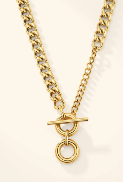 Collier Chaîne Dorée Toggle Femme en Acier Inoxydable