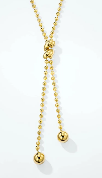 Collier Cravate Doré Long Femme en Acier Inoxydable