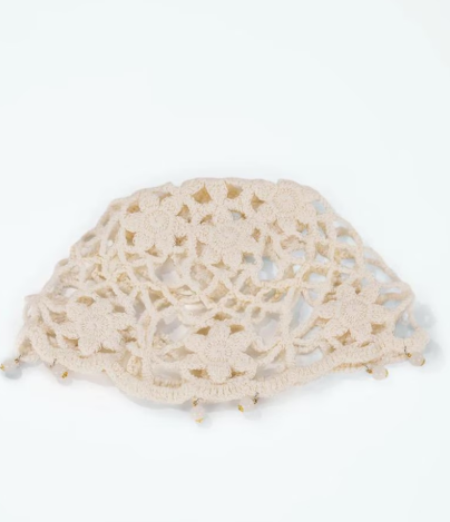 Bonnet Crochet Bohème à Perles 100 % Coton