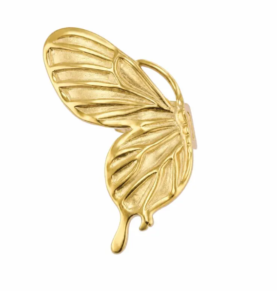 Earcuff Papillon Doré Sans Perçage en Acier Inoxydable