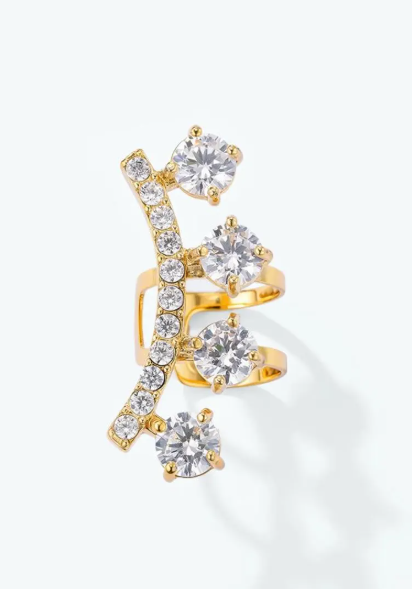 Earcuff Doré Pierres Sans Perçage en Acier Inoxydable