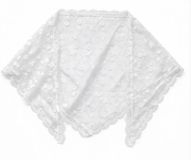Foulard Bohème Fleuri Blanc 100 % Viscose