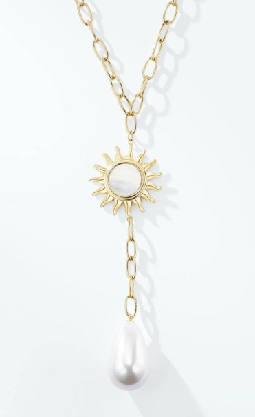 Collier Soleil Doré en Y Acier Inoxydable