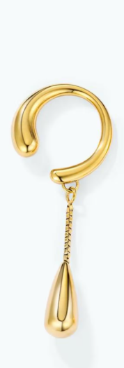 Earcuff Goutte Dorée Sans Perçage en Acier Inoxydable
