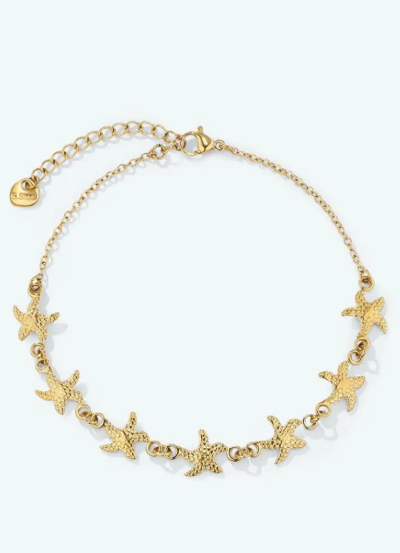 Bracelet de Cheville Étoiles de Mer en Acier Inoxydable