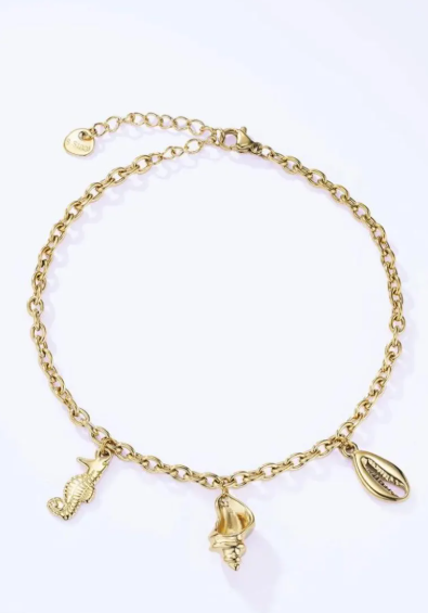 Bracelet de Cheville Charms Marins en Acier Inoxydable
