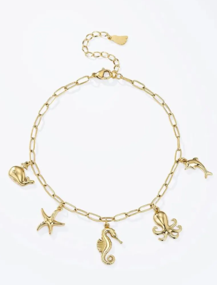 Bracelet de Cheville Charms Océan en Acier Inoxydable