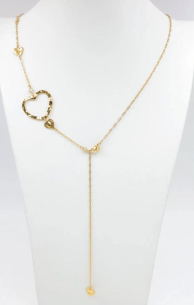 Collier de Dos Cœur Doré en Acier Inoxydable