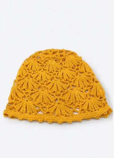Bonnet Crochet Jaune Bohème 100 % Coton