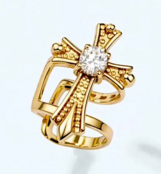 Earcuff Croix Doré Sans Perçage en Acier Inoxydable