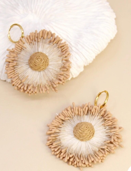 Boucles d’Oreilles en Raphia Naturel Bohème – Palma