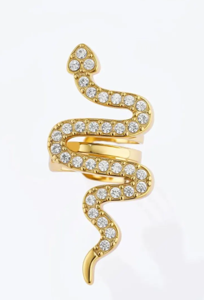 Earcuff Serpent Doré Sans Perçage en Acier Inoxydable