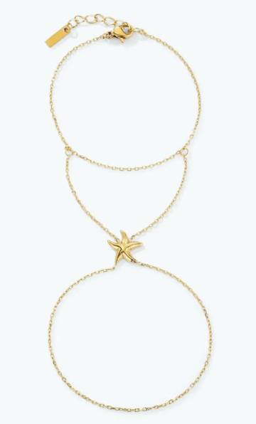 Bracelet de Main Étoile de Mer Doré – Acier Inoxydable