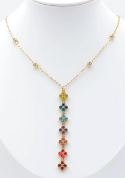 Collier Cravate Multicolore en Acier Inoxydable Doré