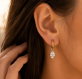 Boucles d’Oreilles Dorées Pierre Ovale en Acier Inoxydable