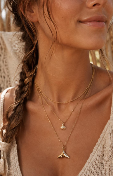 Collier Multi-Rangs Queue de Baleine en Acier Inoxydable