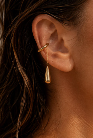 Earcuff Goutte Dorée Sans Perçage en Acier Inoxydable