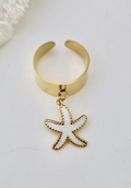 Bague Réglable Étoile de Mer Dorée en Acier Inoxydable