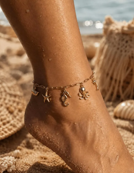 Bracelet de Cheville Charms Océan en Acier Inoxydable