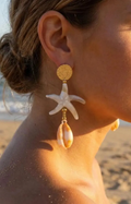 Boucles d’Oreilles Étoile de Mer & Coquillage  Acier Inoxydable