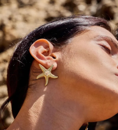 Boucles d’Oreilles Étoile de Mer en Acier Inoxydable Doré