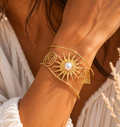 Bracelet Manchette Soleil Doré en Acier Inoxydable