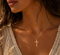 Collier Croix Dorée Femme en Acier Inoxydable