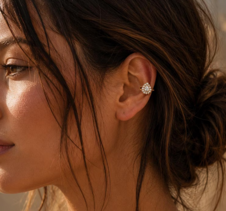 Earcuff Goutte Doré Sans Perçage en Acier Inoxydable
