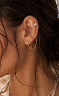 Boucle d’Oreille Chaîne Fleur en Acier Inoxydable – Unité