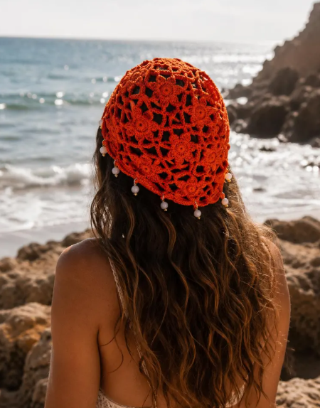 Bonnet Crochet Terracotta 100% Coton – Femme Bohème