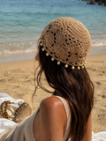 Bonnet Crochet Beige 100% Coton – Femme Bohème