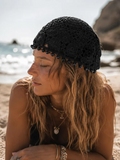 Bonnet Crochet Noir 100% Coton – Femme Bohème