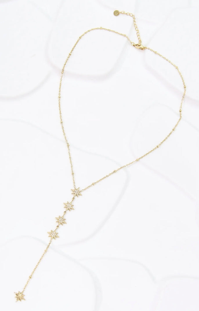 Collier Y étoiles doré acier inoxydable | Lilou Bohème