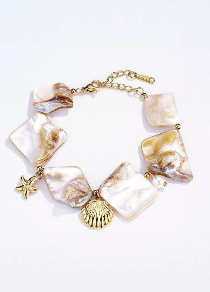 Bracelet nacré femme acier inoxydable doré | Lilou Bohème