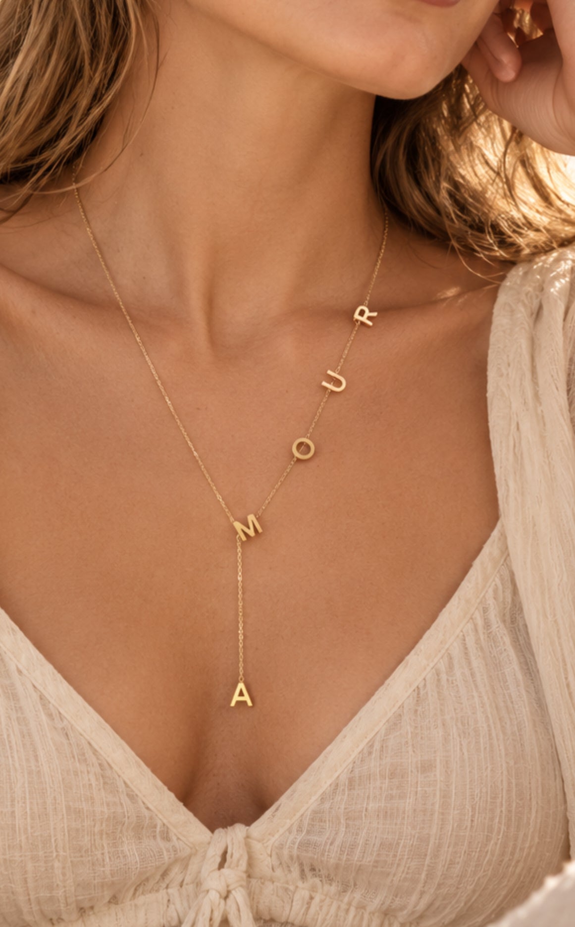 Collier AMOUR doré acier inoxydable femme | Lilou Bohème