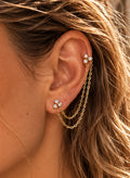Mono Boucle Double Chaîne Dorée Acier Inoxydable | Lilou Bohème