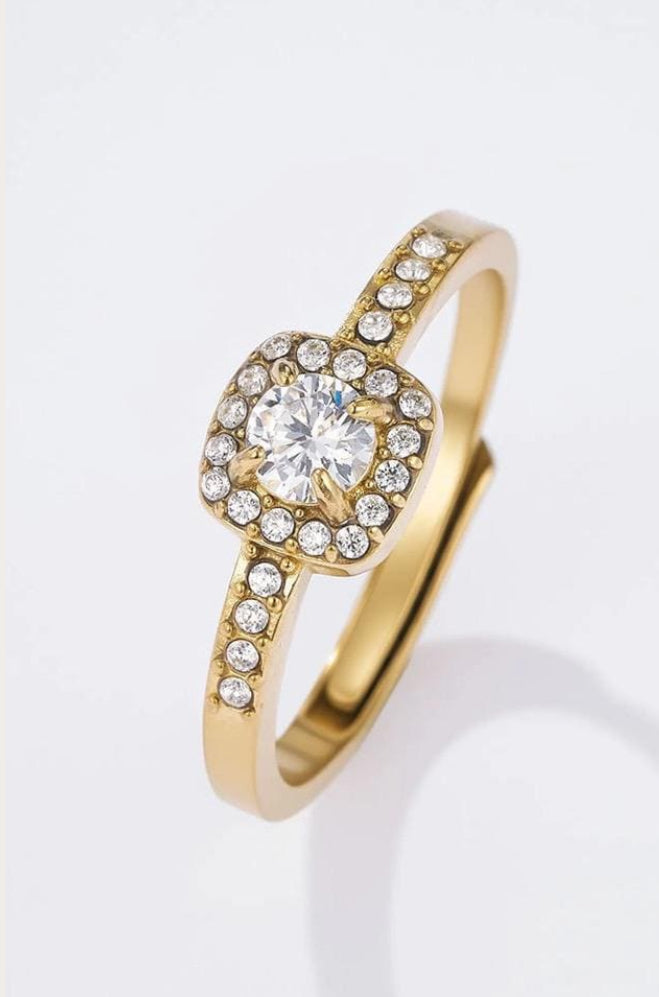 Bague de promesse dorée réglable en acier inoxydable | Lilou Bohème